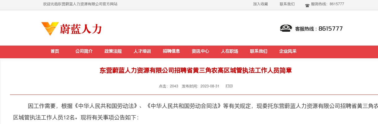 2023山东省黄三角农高区丁庄街道城管执法工作人员招聘简章（12人） 图片